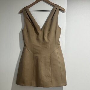 Zara Tan V-Neck Mini Dress